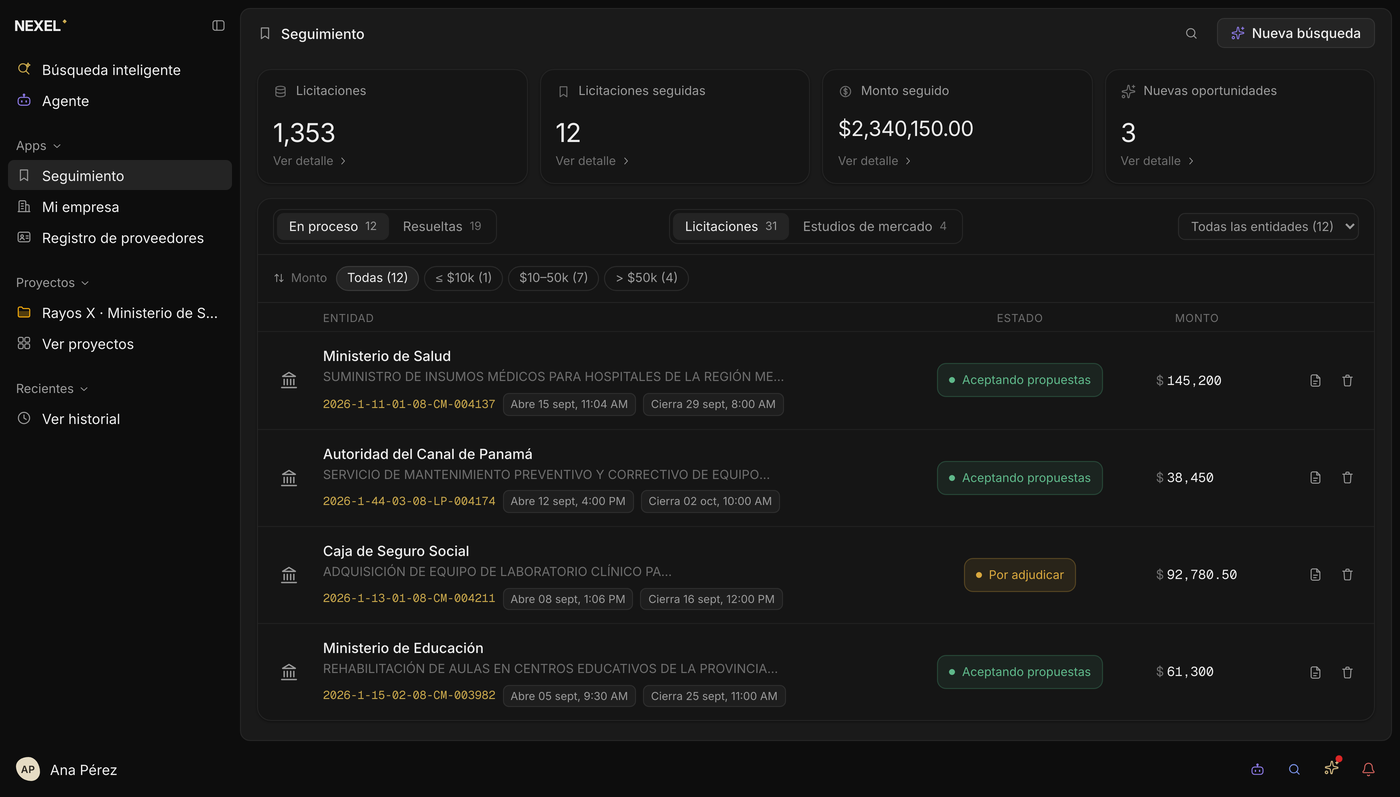 El portal con Neo: seguimiento de licitaciones, el agente y los proyectos